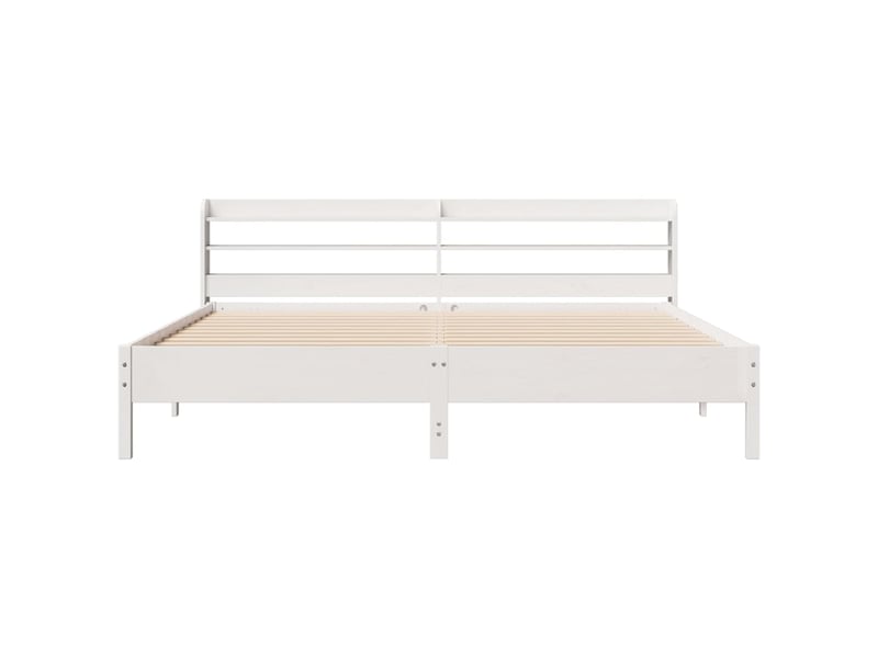 Lit double- lit adulte - cadre de lit sans matelas blanc 180x200 cm bois massif de pin - Conforama C