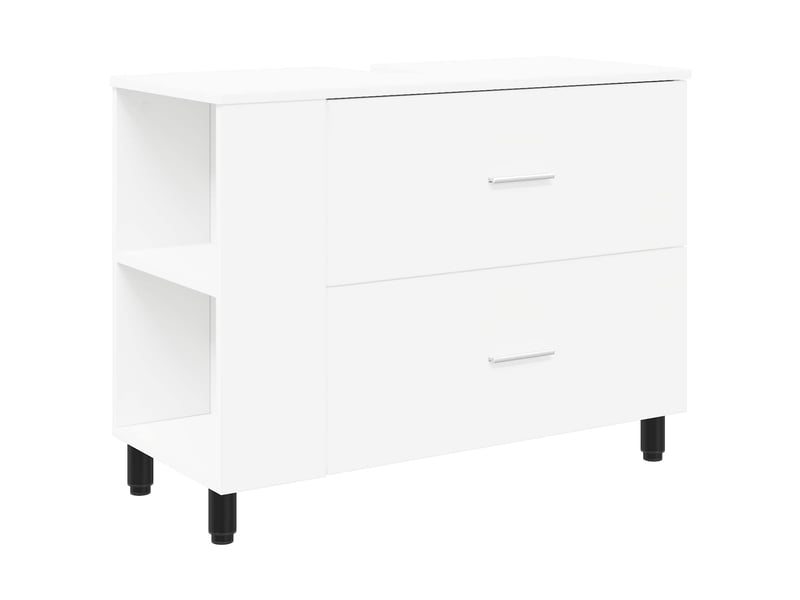  Unité de vanité de salle de bain, meuble de rangement blanc 80x35x60 cm  - Conforama A