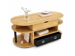 Table basse relevable avec 2 tiroirs en tissu et espace de rangement, style moderne, pour salon et bureau