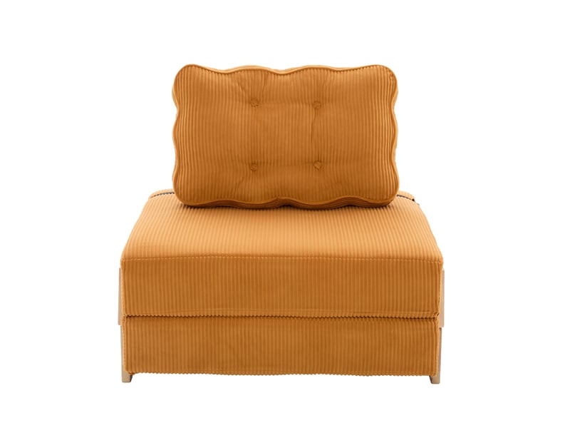  Fauteuil convertible 1 place 90 x 86 x 84 cm orange en velours côtelé, couchage d'appoint 90 x 170 cm  - Conforama A
