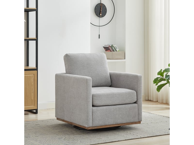  Fauteuil pivotant 360° en chenille gris avec accoudoirs  - Conforama B