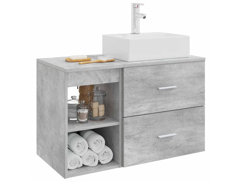 Ensemble de mobilier de salle de bain 2 pcs gris béton shl5857 - Conforama C