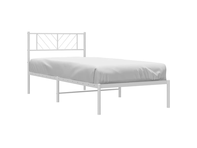 Lit simple- lit adulte -  cadre de lit métal sans matelas avec tête de lit blanc 80x200cm  - Conforama B