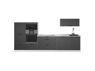 Vicco cuisine, gris foncéblanc, 340cm, pt marbre