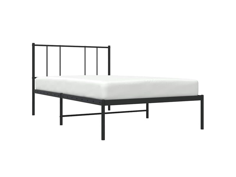  Lit simple- lit adulte -  cadre de lit métal sans matelas avec tête de lit noir 90x190 cm  - Conforama D