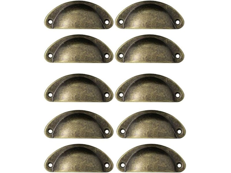  Lot de 10 poignées de tiroir rétro en métal pour meubles de cuisine porte d'armoire placards avec boutons meubles en laiton antique  - Conforama A