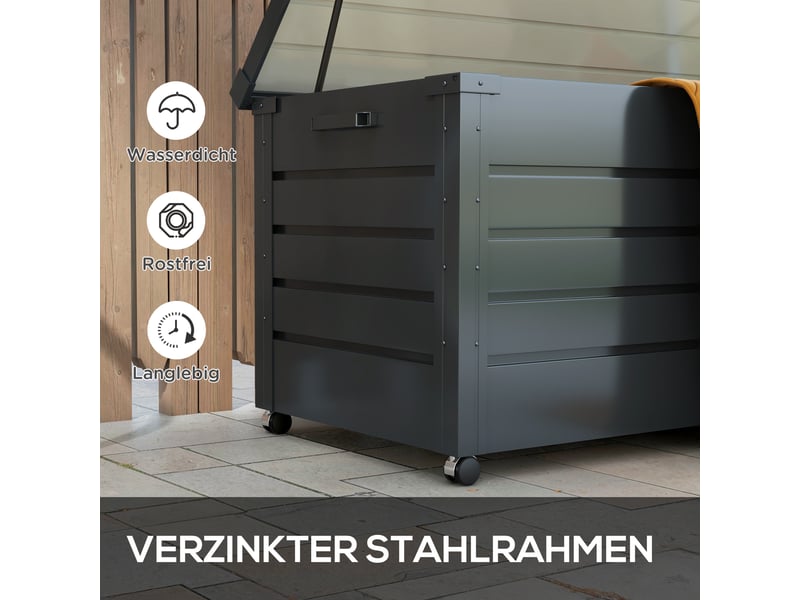  Coffre de jardin 311 l en acier galvanisé gris foncé 120 x 62 x 66 cm  - Conforama E