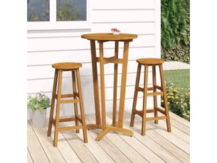 Ensemble de bar 3 pcs bois d'acacia solide