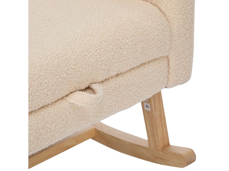  Fauteuil à bascule 132x50x99 cm avec repose-jambes coulissant, bois et métal, beige  - Conforama E