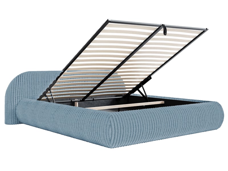  Selsey shels - lit rembourré - 200x200 cm - velours côtelé bleu Shels Low - Conforama D
