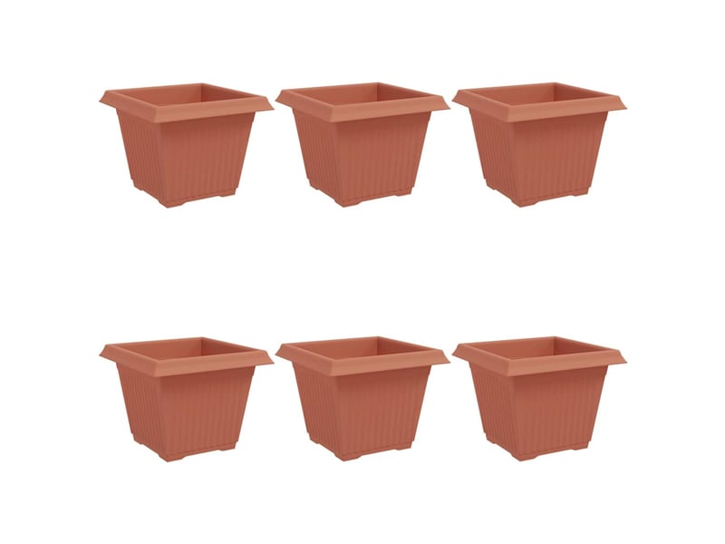  Jardinière - pot de fleurs carré 6 pcs rouge brique 28,5 x 28,5 x 22 cm  - Conforama A