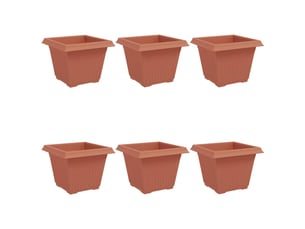 Jardinière - pot de fleurs carré 6 pcs rouge brique 28,5 x 28,5 x 22 cm