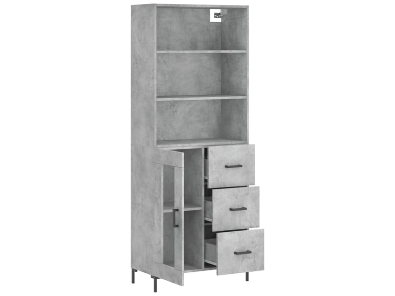  Buffet haut - bahut - meuble de rangement gris béton 69,5x34x180 cm bois d'ingénierie  - Conforama D