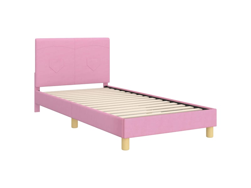  Cadre de lit pour enfants - lit jeune avec tête de lit rose 90 x 190 cm  - Conforama D