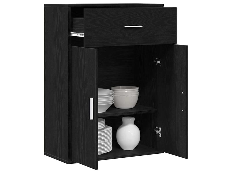  Buffet - bahut - meuble de rangement chêne noir 60 x 30 x 84 cm bois d'ingénierie  - Conforama C