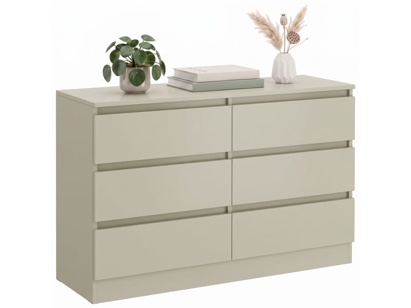  Commode moderne à 6 tiroirs, meuble tv pour téléviseurs jusqu'à 47 pouces, 100 x 35 x 69 cm, marron clair  - Conforama A