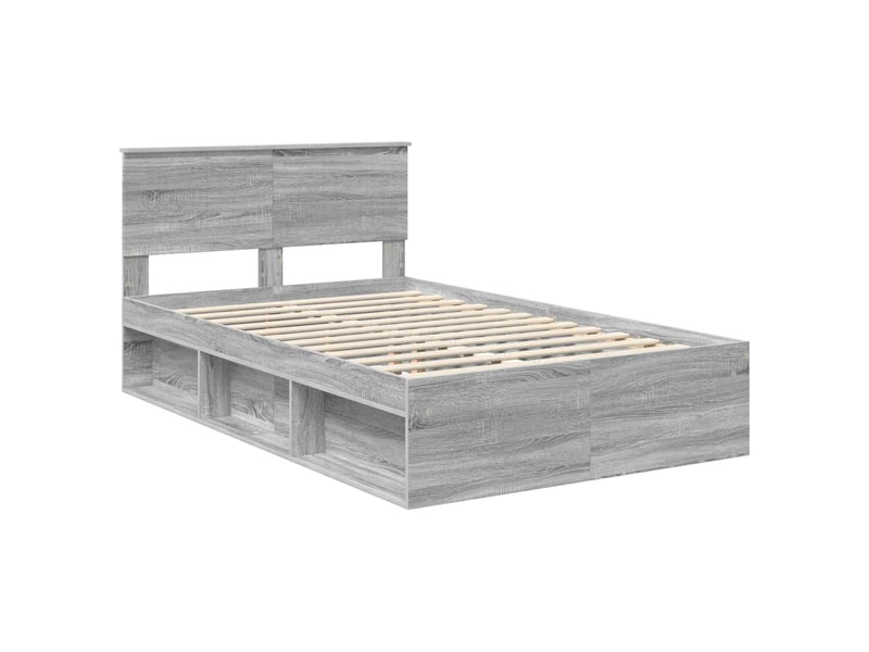  Lit double- lit adulte -  cadre de lit gris sonoma 120 x 190 cm pin massif  - Conforama C