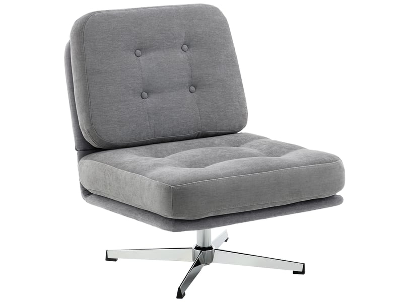  Fauteuil pivotant en tissu chenille gris clair 87 x 70 x 84 cm  - Conforama A