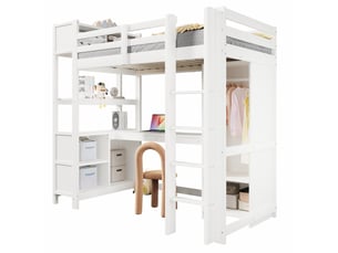 Lit mezzanine 90x200 cm <strong>MODENUIT </strong> <strong></strong> coloris blanc