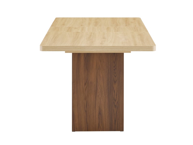  Table à manger extensible, table extensible 130-160x80 cm, table repas 2 à 6 personnes, rangement, mdf, naturel et noyer  - Conforama E