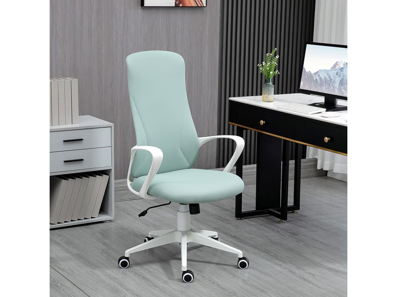 Chaise de bureau pivotante réglable en hauteur, dossier haut avec accoudoirs, vert 62x56x110-119,5 cm - Conforama D