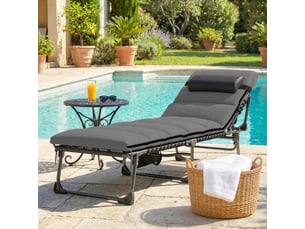 Bain de soleil pliable acier épais matelas fournis gris foncé