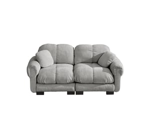 Canapé droit 2 places en chenille gris clair, modulable, coussins épais et dossier ergonomique pour le salon