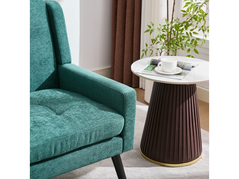  Banquette 2 places vert rétro, lin, pieds bois massif antidérapants, mousse haute densité, capitonnée, salonchambrebureau  - Conforama E