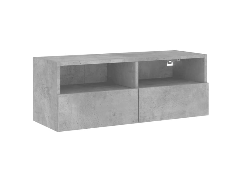  Meuble tv - banc tv - meuble de rangement mural gris béton 80x30x30 cm bois d'ingénierie  - Conforama A