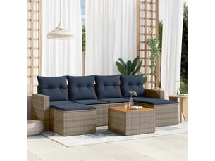 Vidaxl ensemble de canapé de jardin 7 pcs avec coussins gris résine tressée