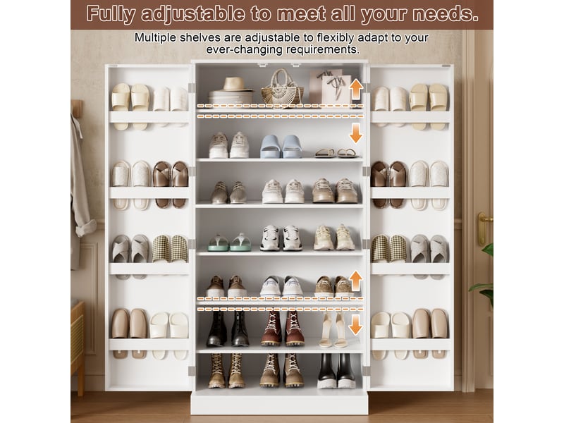  Meuble à chaussures avec étagères de porte blanc 80x40x160 cm  - Conforama E