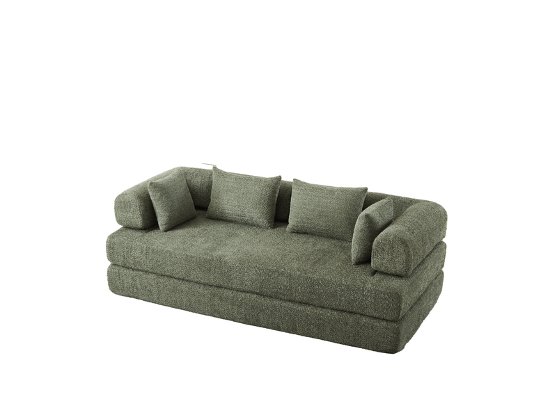  Canapé 2 places 4-en-1 en chenille vert 200x95x68 cm  - Conforama A