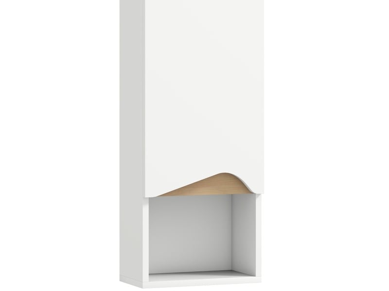  Armoire murale de salle de bains 30x17x67 cm porte soft-close et niche ouverte panneau de particules blanc  - Conforama A