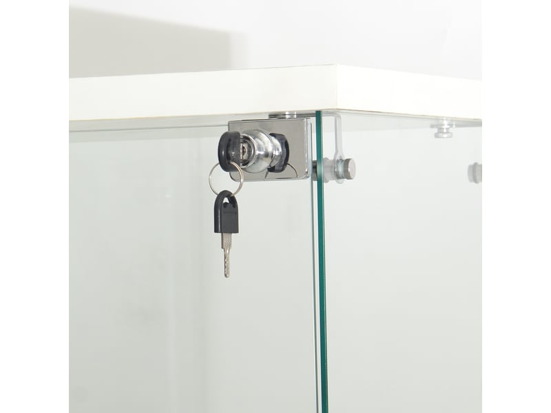 Vitrine en verre 42.5x36.5x164 cm, armoire de collection moderne en verres à quatre couches, vitrine led,4 étagères, pour chambre et salon, blanc - Conforama R