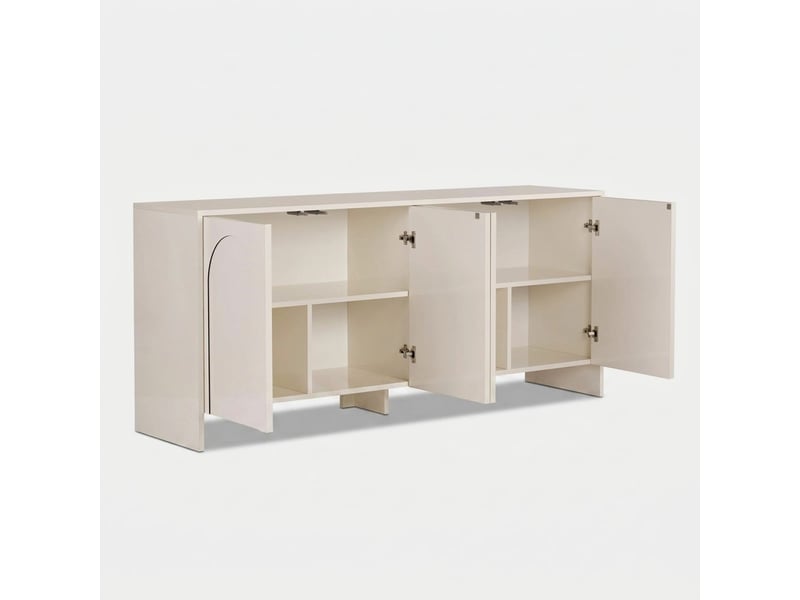 Console tv moderne arlen avec portes et étagères design contemporain - crème - Conforama C