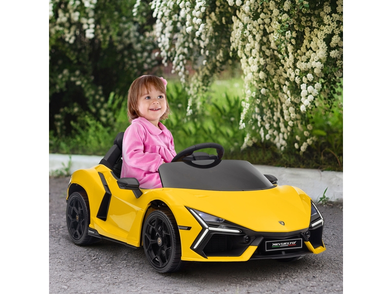  Voiture électrique 12v sous licence lamborghini revue véhicule électrique télécommande vitesse 3-5 kmh 3-5 ans jaune  - Conforama D