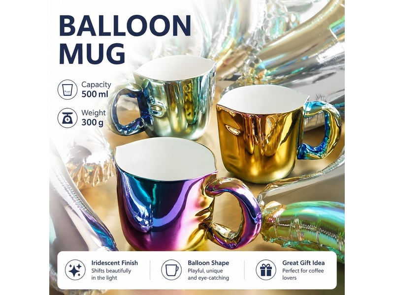  Mug en céramique à forme ballon, irisé, 500 ml  - Conforama B