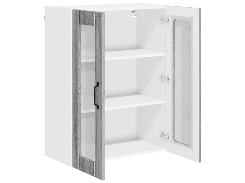 Meuble mural de cuisine, cabinet en verre mural sonoma gris 60x31x80cm - Conforama E