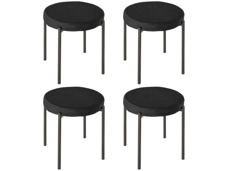  Lot de 4 tabourets de salle à manger empilables,41,5x41,5x46 cm,velours,noir  - Conforama A