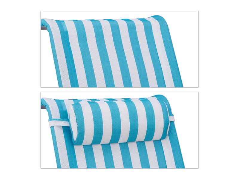  Chaise longue pliante de jardin 190 x 60 x 30 cm 8 positions confortables design rayé en polyester bleu 13_0010485  - Conforama D