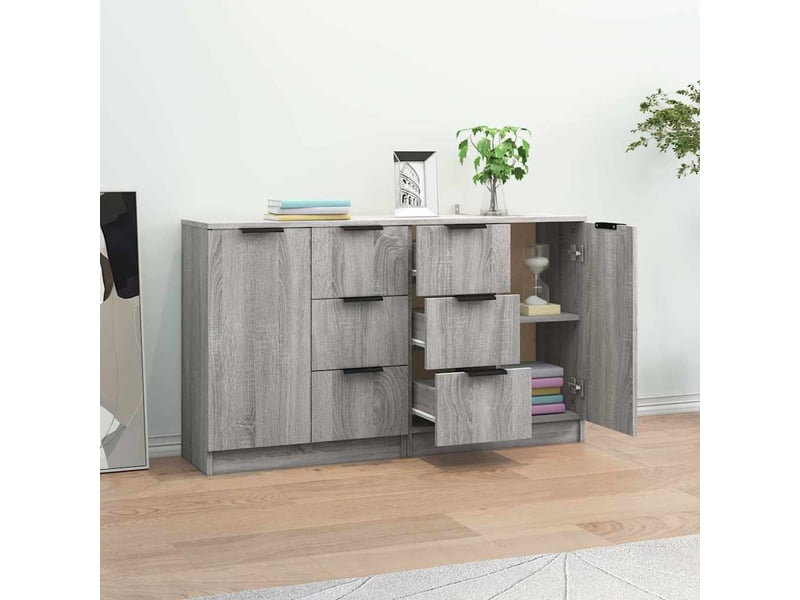  Buffets 2 pcs - bahut - meuble de rangement sonoma gris 60x30x70 cm bois d'ingénierie  - Conforama C