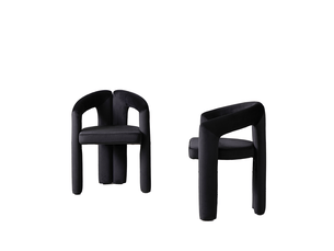 Lot de 4 chaises de salle à manger avec accoudoirs, mousse, velours couleur noir, design moderne