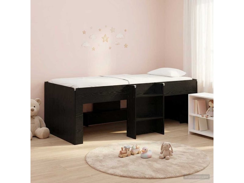  Cadre de lit élevé pour enfants - lit jeune chêne noir 90 x 190 cm  - Conforama C