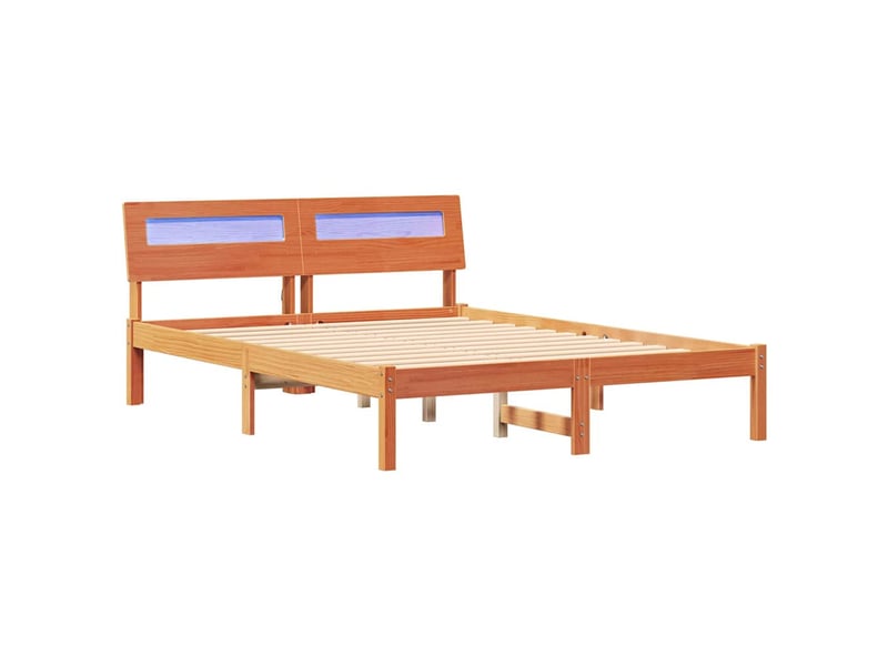  Lit double- lit adulte -  cadre de lit avec tête de lit brun  140 x 190 cm pin massif  - Conforama A