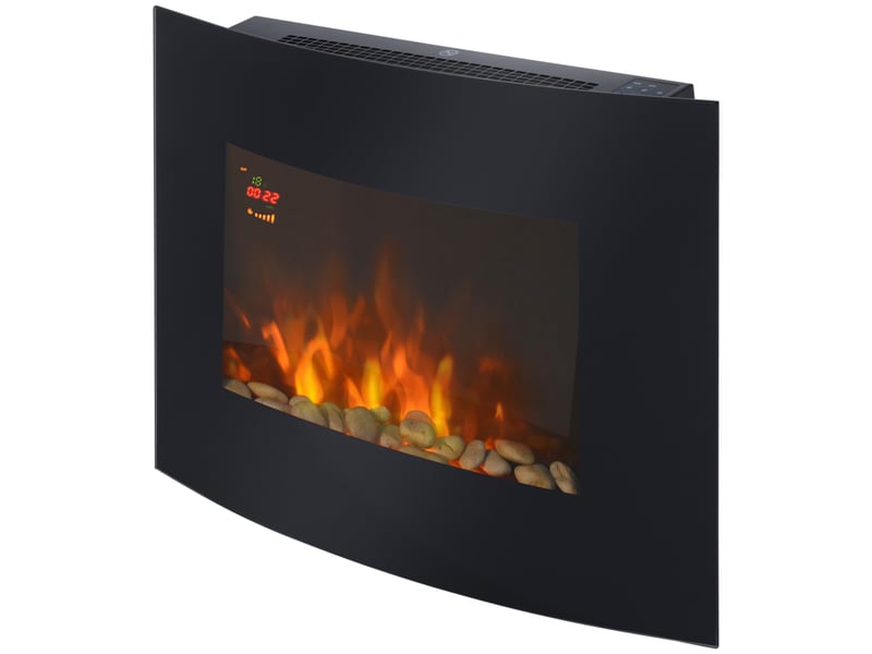 Cheminée électrique murale noire, éclairages latéraux led multicolores, 9001800 w - Conforama B