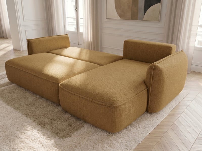 Bobochic canapé d'angle convertible réversible esmee tissu chenille jaune réversible ESMEE - Conforama D