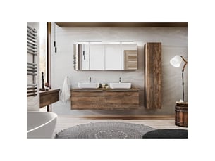 Ensemble salle de bain double vasques 160 cm + 4 éléments - rosario oak