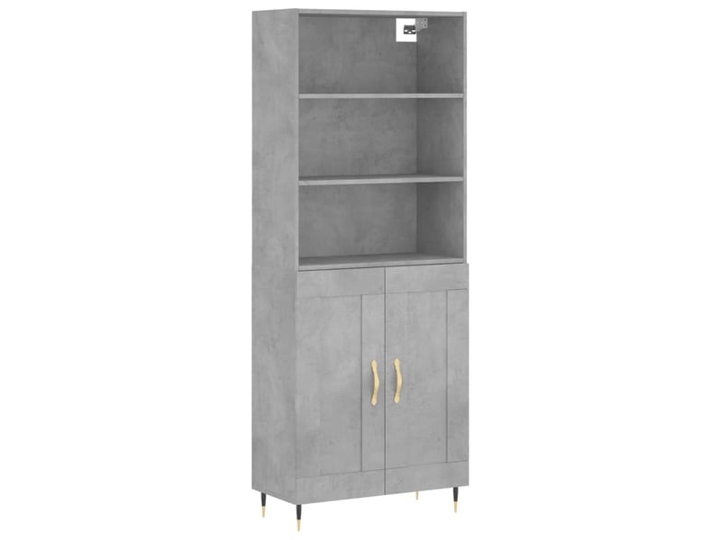  Buffet haut - bahut - meuble de rangement gris béton 69,5x34x180 cm bois d'ingénierie  - Conforama A