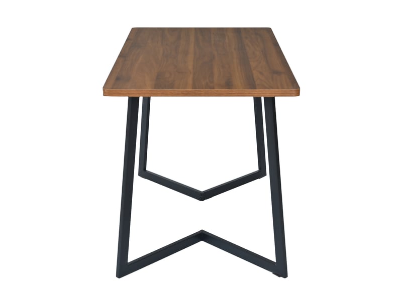 Table à manger rectangulaire effet noyer 117 x 68 cm, pieds en métal noir, style moderne - Conforama E