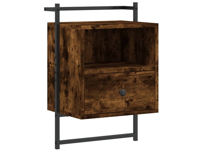  Table de chevet - cabinet de chevet - table de nuit murale chêne fumé 40x30x61 cm bois d'ingénierie  - Conforama A